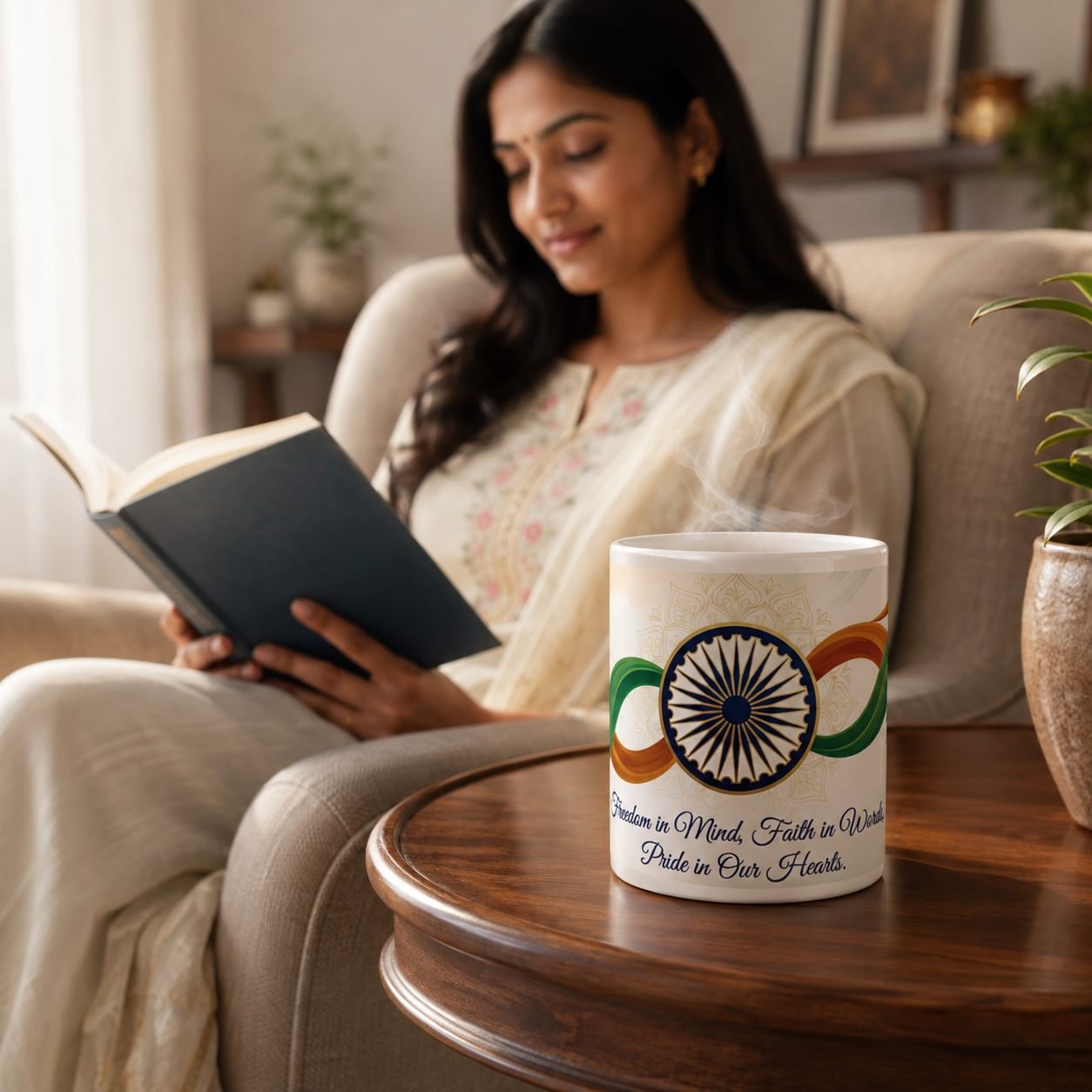 Freedom in Mind Tricolour Ribbon Ceramic Mug view 6