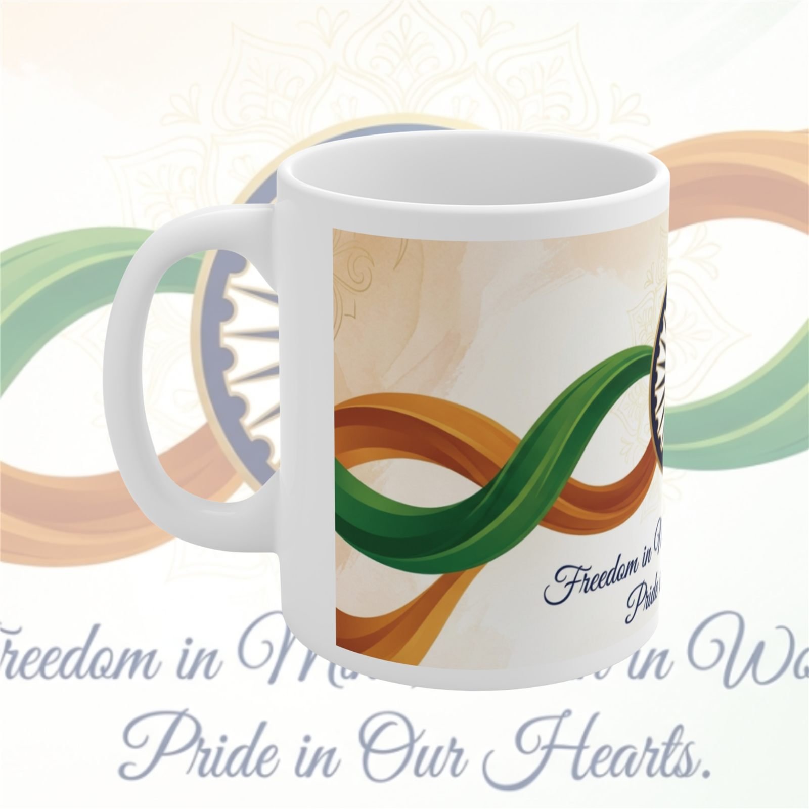 Freedom in Mind Tricolour Ribbon Ceramic Mug view 2