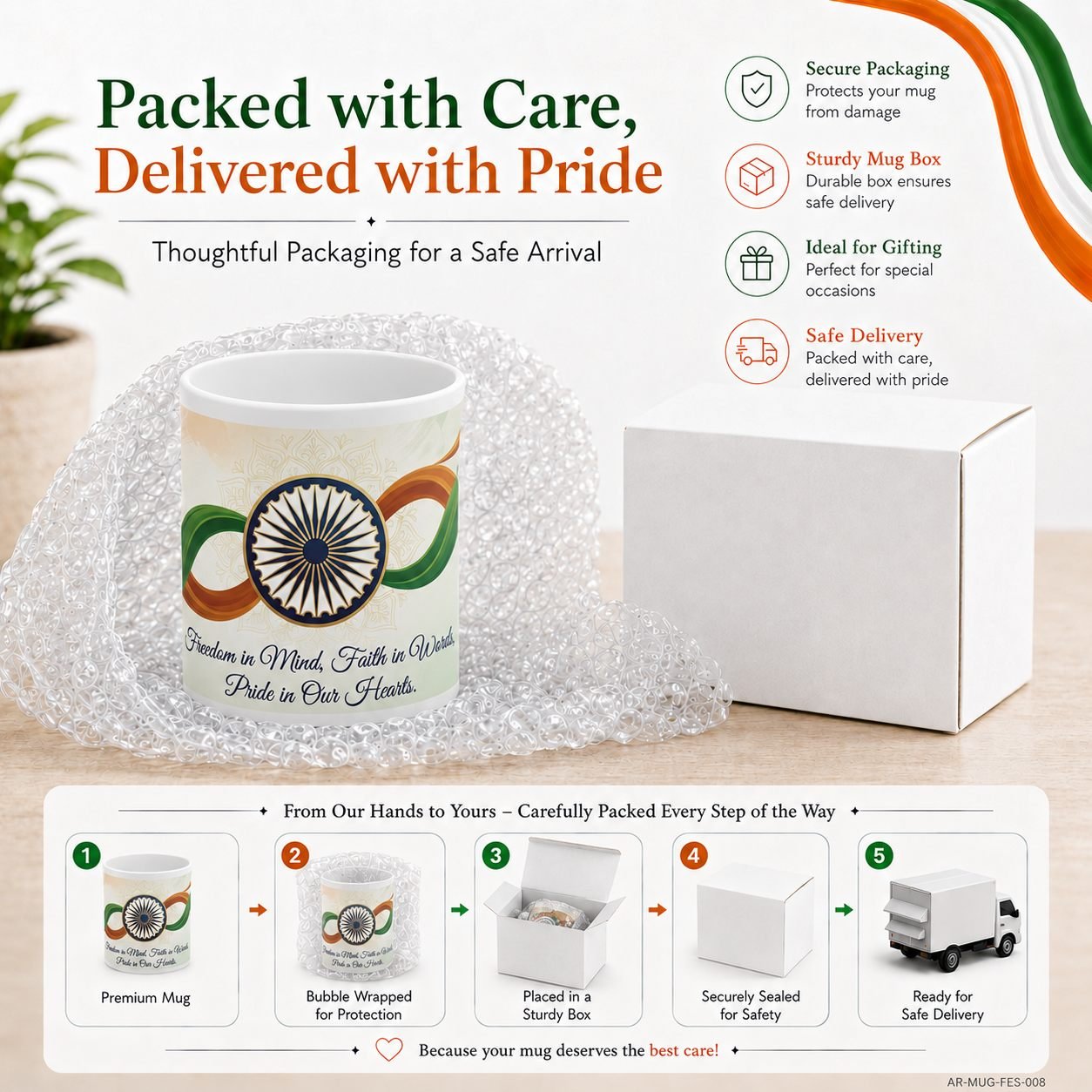 Freedom in Mind Tricolour Ribbon Ceramic Mug view 9