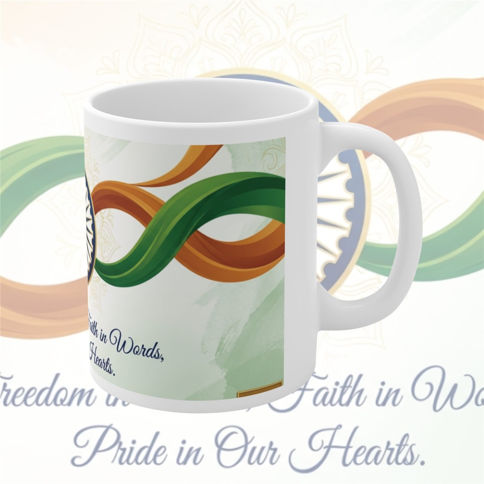Freedom in Mind Tricolour Ribbon Ceramic Mug view 3
