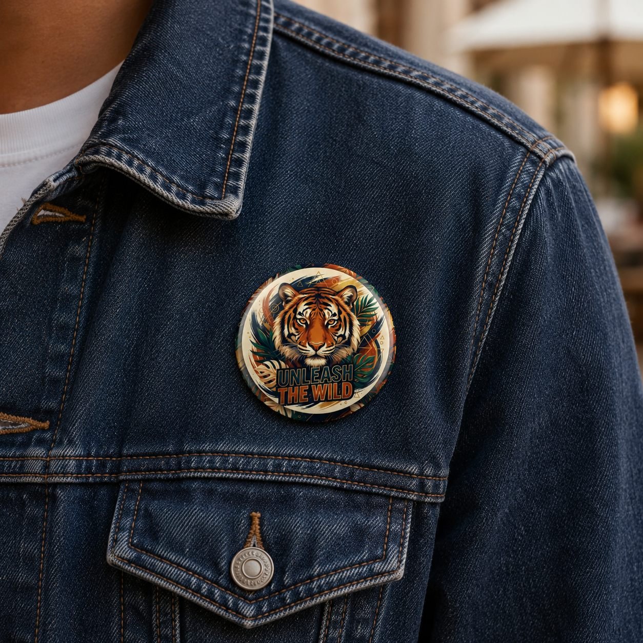 Unleash the Wild Tiger Pin Badge view 3