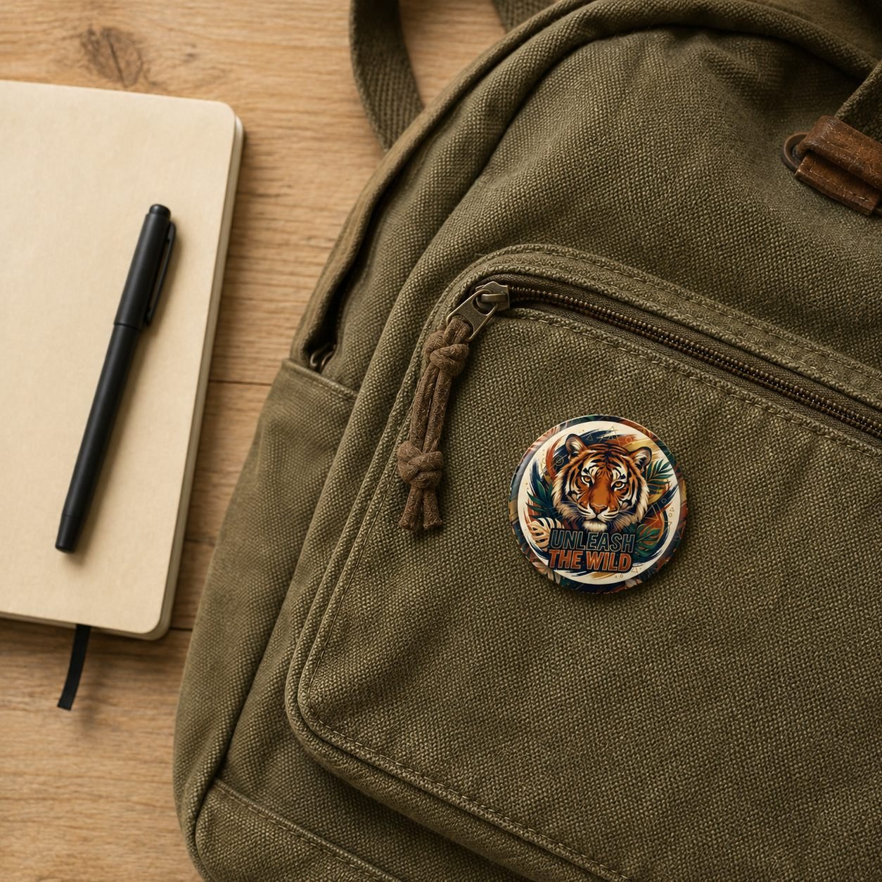 Unleash the Wild Tiger Pin Badge view 4