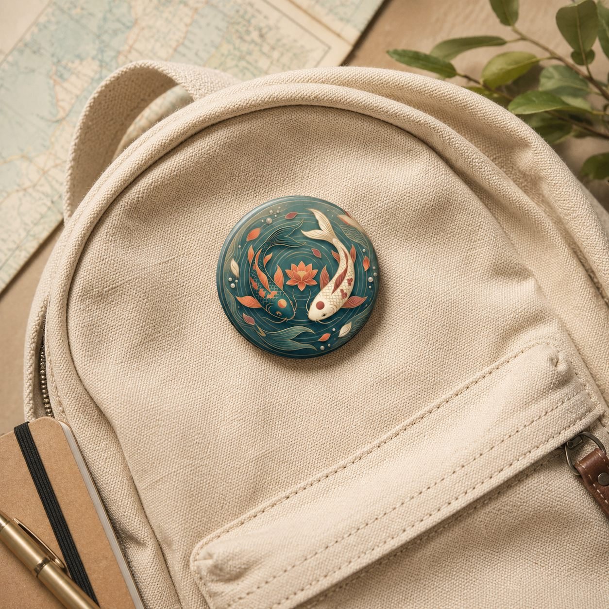 Koi Harmony Lotus Pin Badge view 3