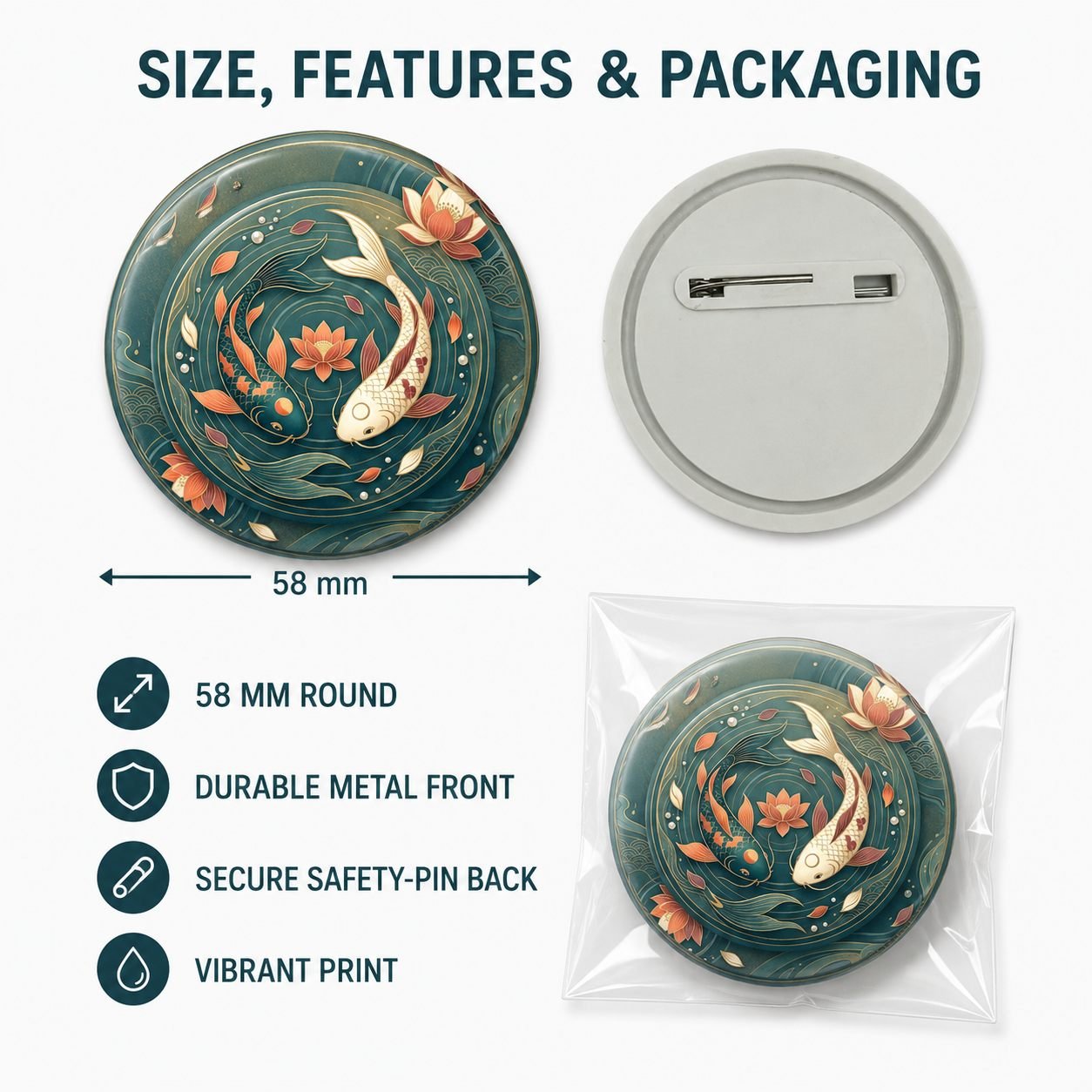 Koi Harmony Lotus Pin Badge view 5