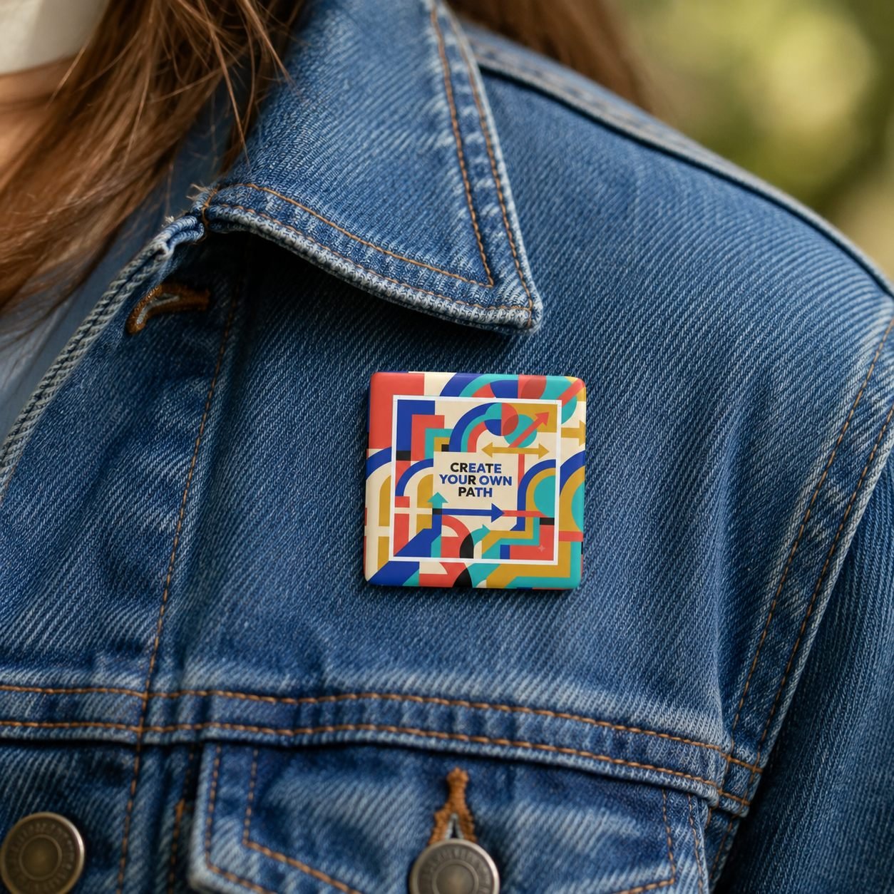 Create Your Own Path Geometric Pin Badge view 4