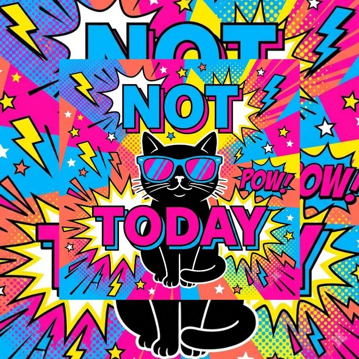 Not Today Pop-Art Cat Pin Badge view 6