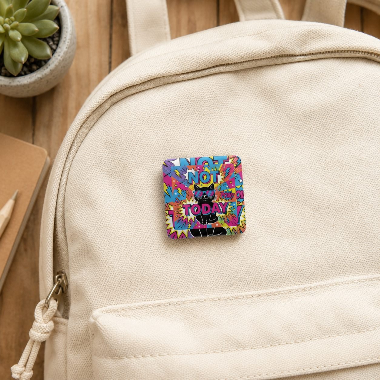 Not Today Pop-Art Cat Pin Badge view 4