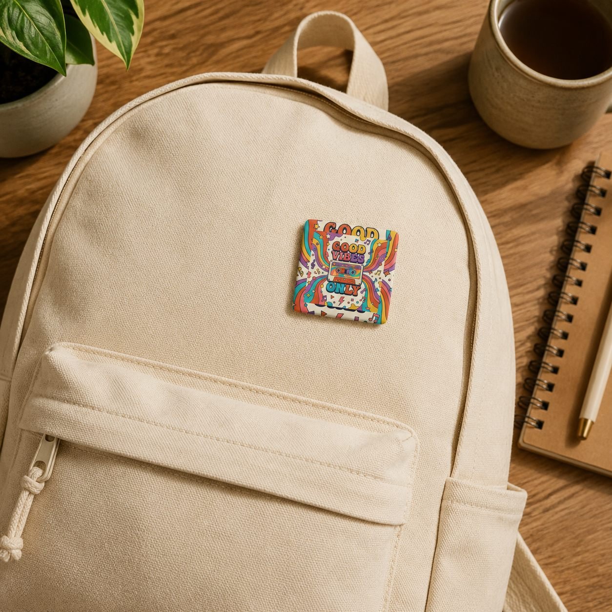 Good Vibes Only Retro Cassette Pin Badge view 3