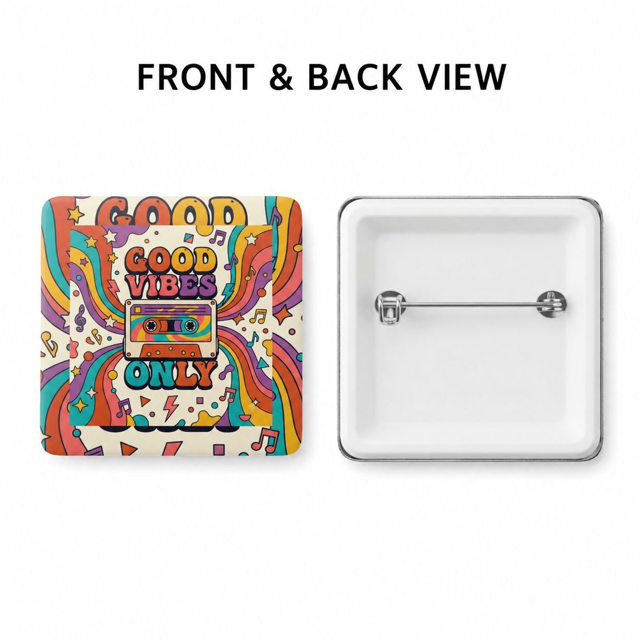 Good Vibes Only Retro Cassette Pin Badge view 2