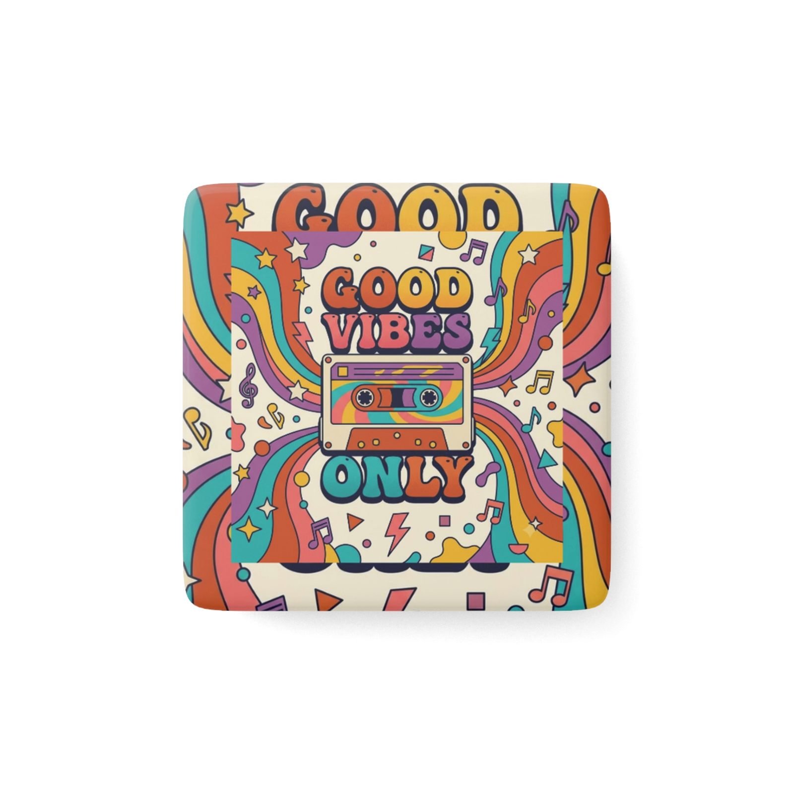 Good Vibes Only Retro Cassette Pin Badge view 1