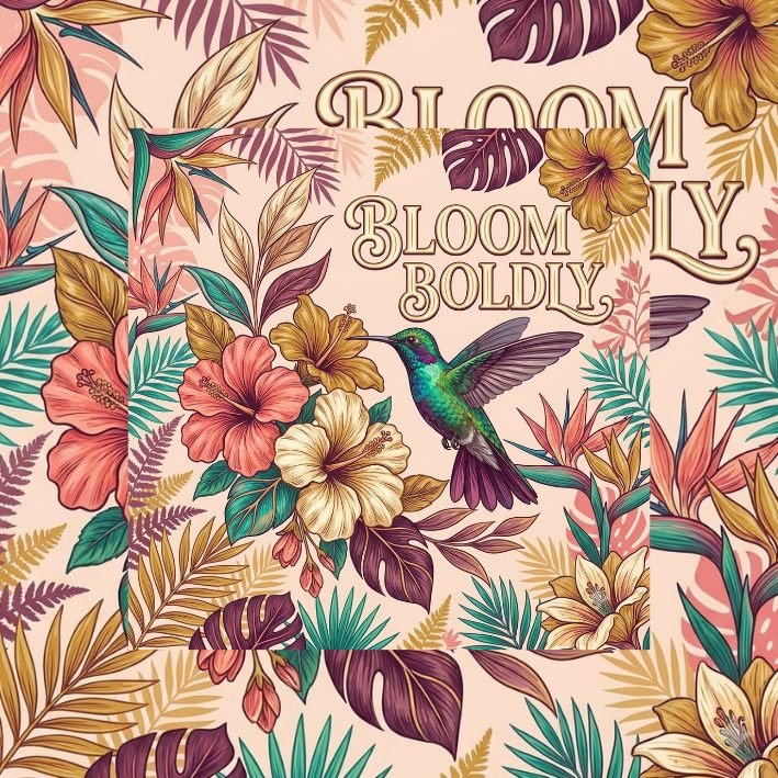 Bloom Boldly Hummingbird Floral Pin Badge view 6
