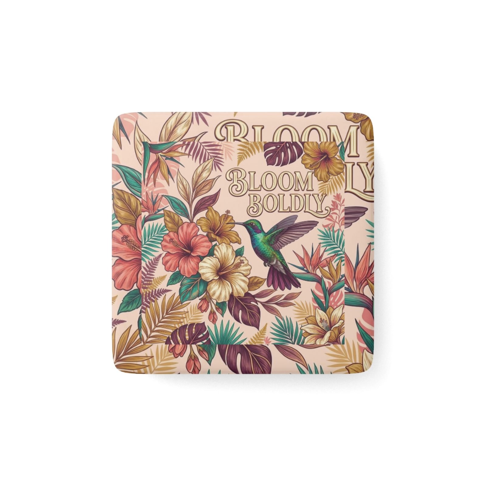 Bloom Boldly Hummingbird Floral Pin Badge view 1