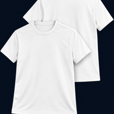 Personalized Dry-Fit White T-Shirt — Front + Back view 1